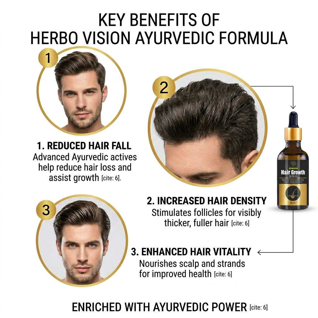 Herbovision Hair Growth Serum 30ml | Anti Hair Fall Ayurvedic Oil | Regrow Thicker, Stronger Hair Naturally