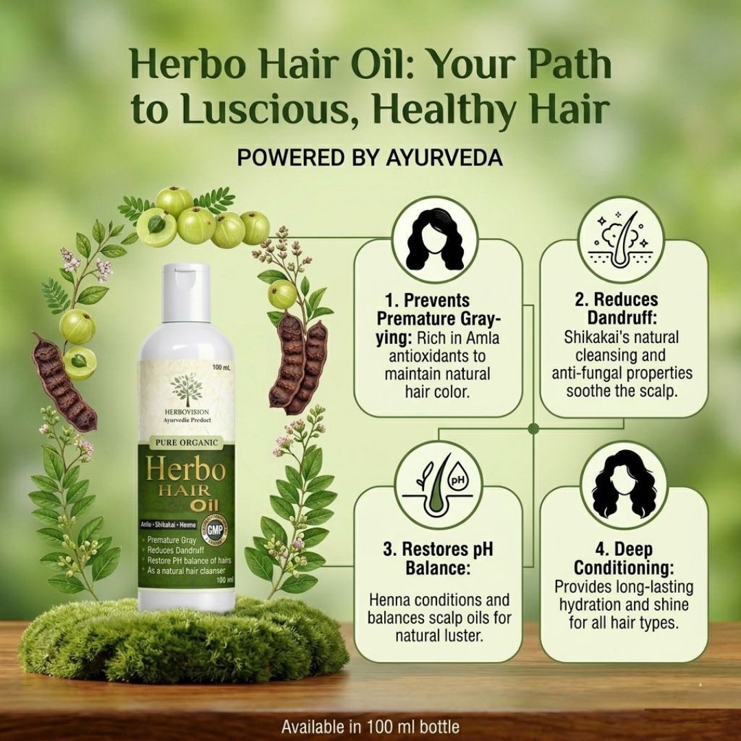 Herbovision Herbo Hair Oil Combo Pack of 3 (100ml Each) | Fast Hair Growth, Stops Hair Fall, Thick & Strong Hair | Herbal Oil for Men & Women