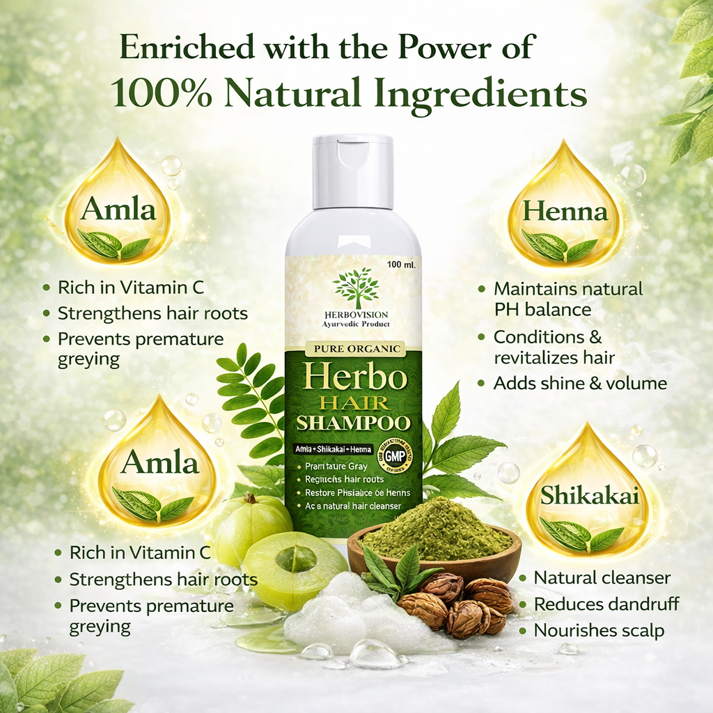 Herbovision Herbal Hair Fall Control Shampoo – Strong, Thick & Healthy Hair (100ml)