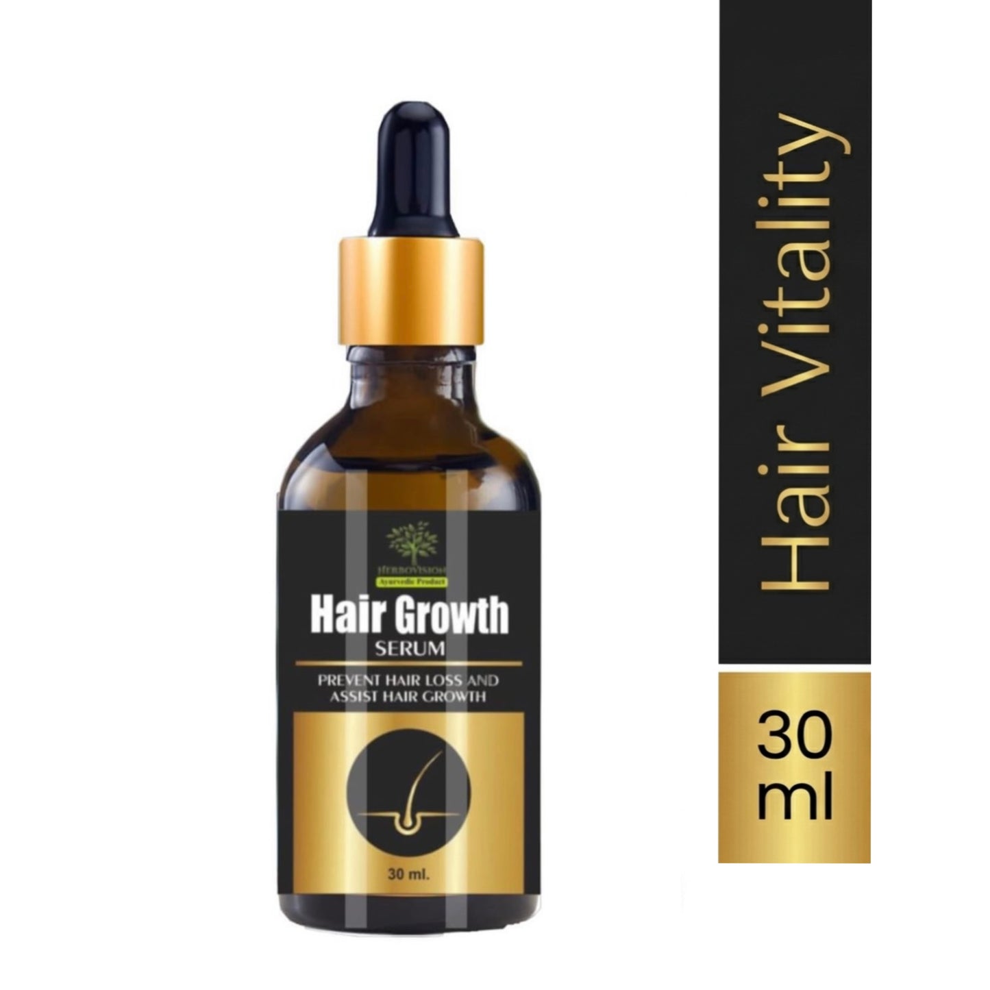 Herbovision Hair Growth Serum 30ml | Anti Hair Fall Ayurvedic Oil | Regrow Thicker, Stronger Hair Naturally