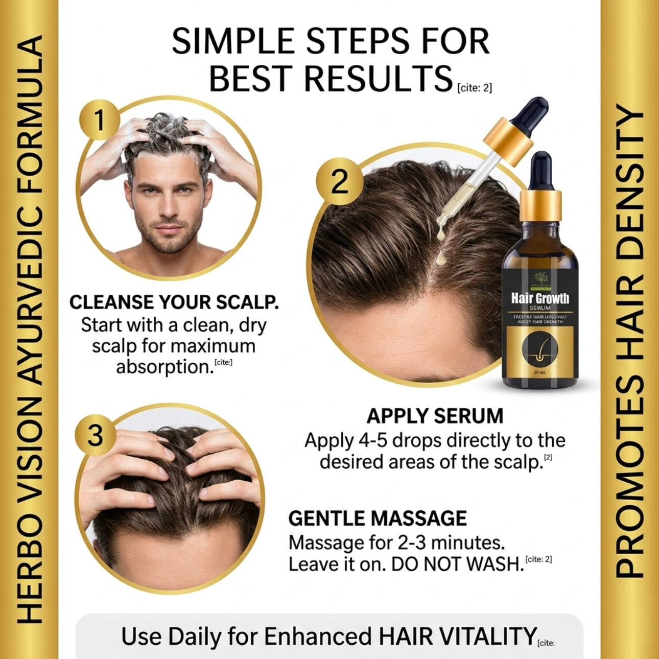 Herbovision Hair Growth Serum 30ml | Anti Hair Fall Ayurvedic Oil | Regrow Thicker, Stronger Hair Naturally