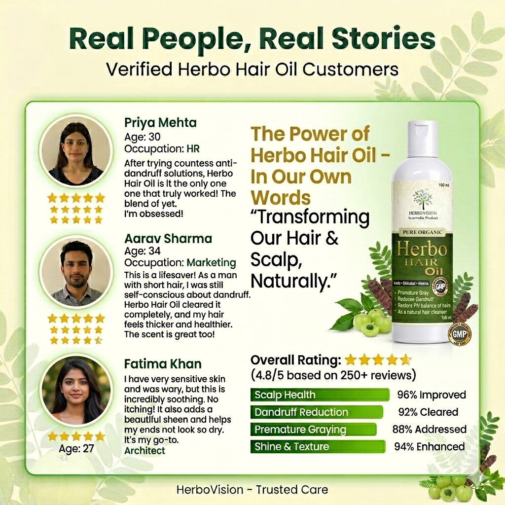 Herbovision Herbal Hair Growth Oil for Hair Fall Control, Regrowth & Dandruff (100ml)