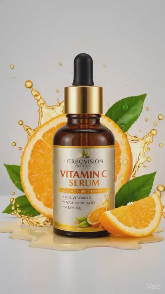 Herbovision Vitamin C Face Serum (30ml) | Skin Brightening & Glow Booster | Reduces Dark Spots & Pigmentation | Hydrating & Anti-Aging Serum for All Skin Types